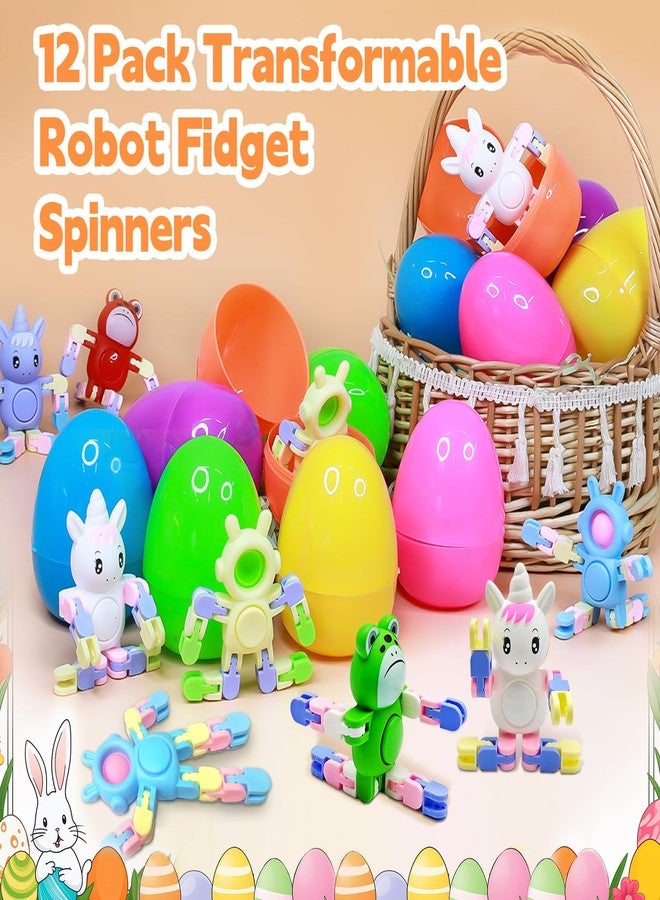 AMENON 12-Pack 3.8'' Jumbo Prefilled Easter Eggs with Transformable Bunny Unicorn & Frog Fidget Spinners Easter Basket Essential Pop Animal Sensory Toys Kids Teens Basket Stuffers Hunt DIY Stress Relief Gift - Image 4